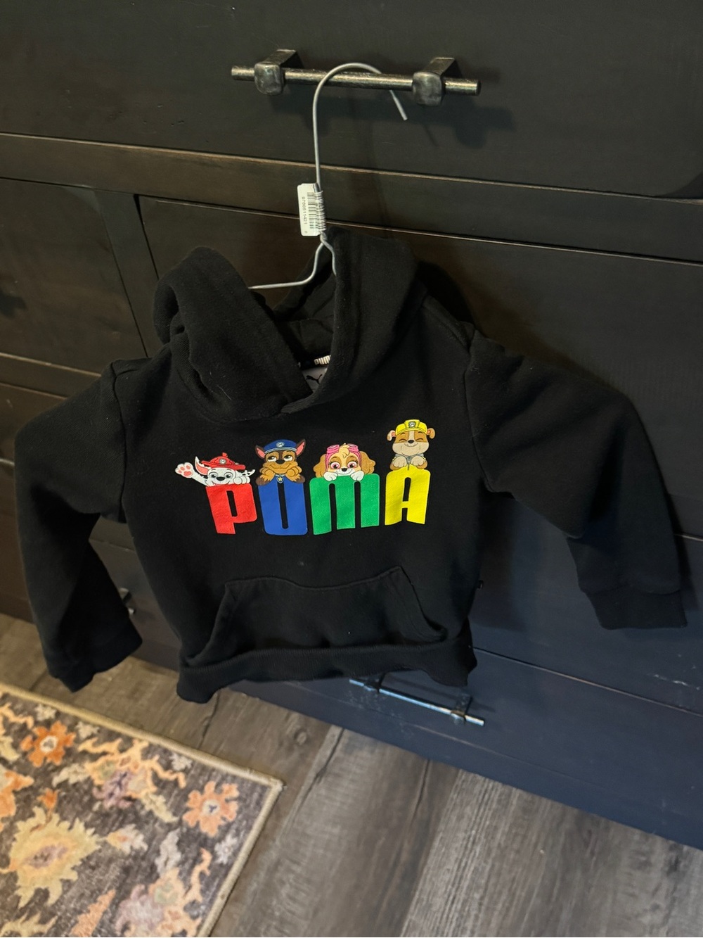 Nickelodeon Black Hoodie with Multicolor PUMA Lettering and Character Graphics